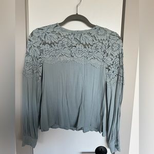H&M, Size 4, Blue Lace Blouse